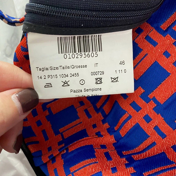 Piazza Sempione Audrey Print Crop Tapered Pants Pink & Navy Blue Size US 10 - Picture 9 of 11